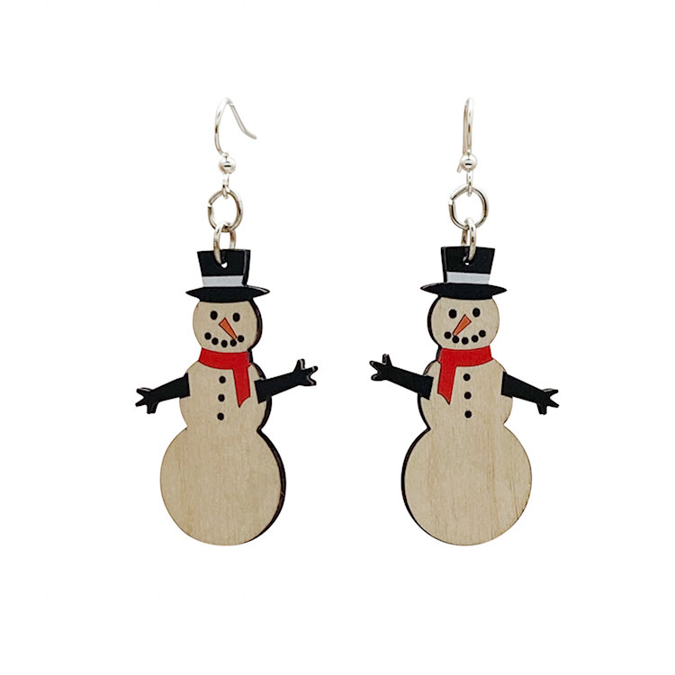 Vintage Retro Costume Jewelry Holiday Christmas Yule Frosty Snowman Snow Man Earrings Clip On Dangle