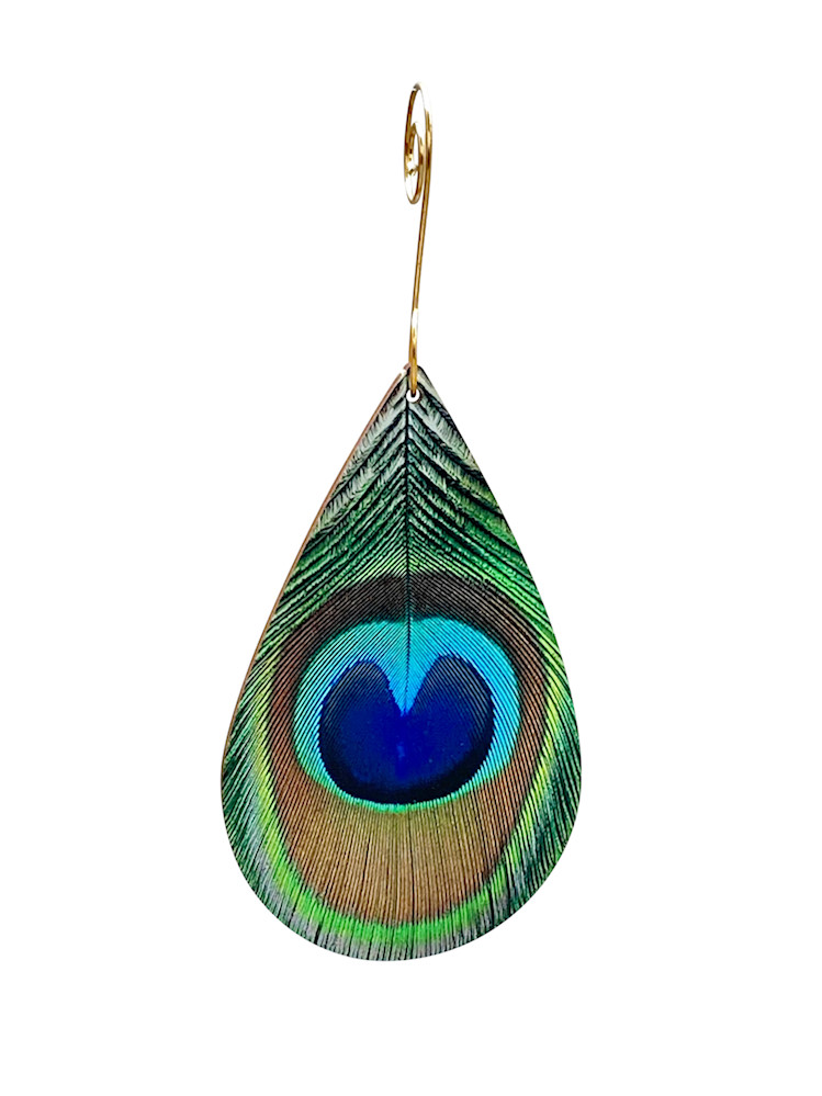 Peacock Feather Ornament made from Eco Friendly Wood