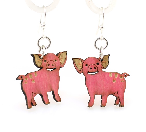Piglet Wood Earrings made from Eco Friendly Wood