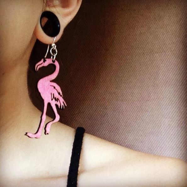 Flamingo Wood Stud Earrings Wooden Stud Earrings Ladies Post Earrings Stud Earrings Post Earrings Boho Earrings Handmade Earrings