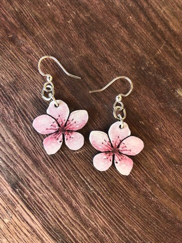 Rainbow Cherry Trees Round Earrings