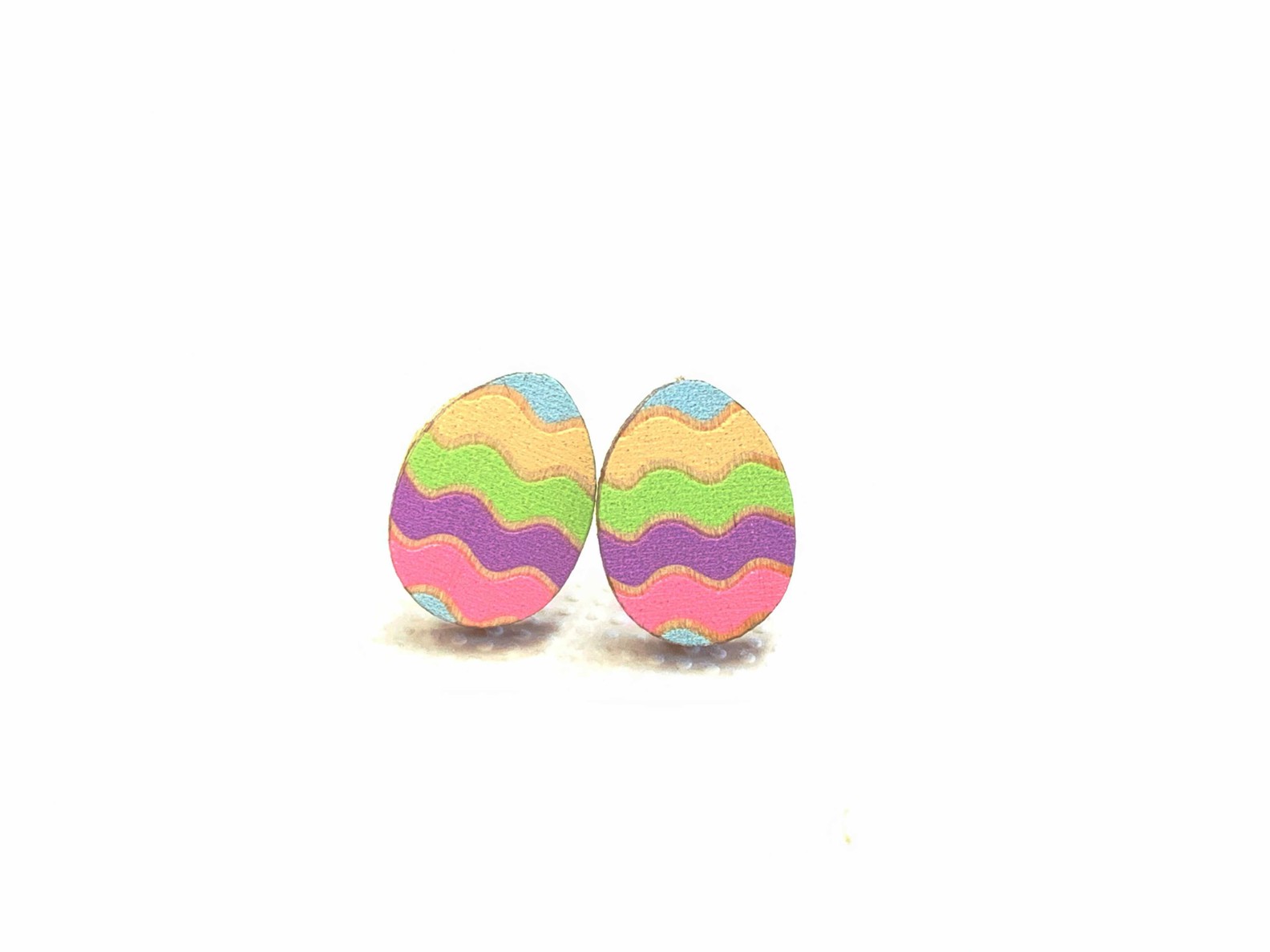 Easter Egg Stud Wood Earrings made from Eco Friendly Wood