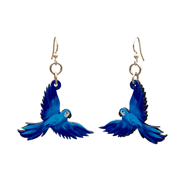 Blue Macaw Wood Earrings made from Eco-Friendly Wood!