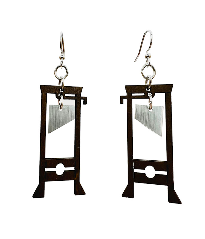 Guillotine Earrings made from Eco Friendly Wood