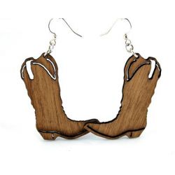 cowboy boot wood earrings