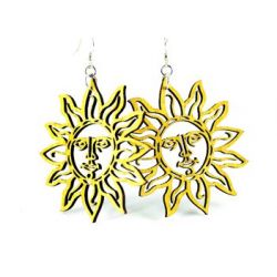 Yellow Sun wood earring