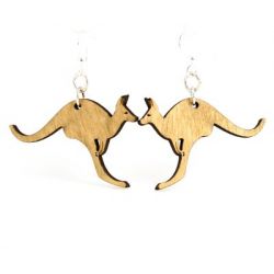 Tan kangaroo wood earrings