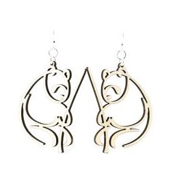 Natural wood Panda earrings