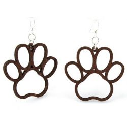 Brown Dog Paw wood earrings