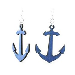 Royal blue wooden anchor earrings