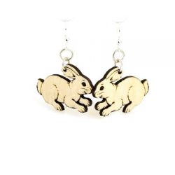 Natural wood bunny earrings