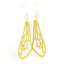 Yellow Bee Wing Wood Earrings