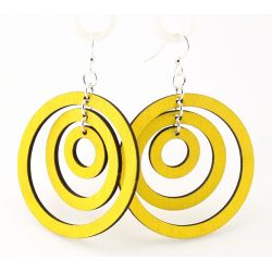 Lemon Yellow Triple Hoop Wood Earrings