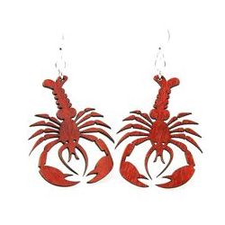 Cherry Red Lobster Wood Earrings