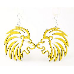 Lemon Yellow Lion Wood Earrings