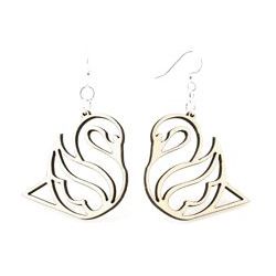 Natural Wood Swan Wood Earrings