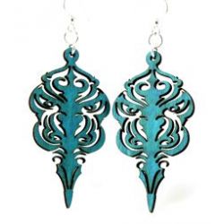 Teal Mask Wood Earrings