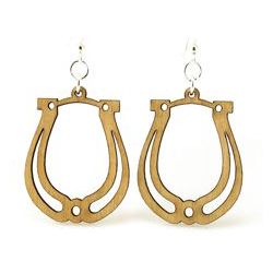 Tan Horse Shoe wood earrings