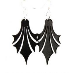 black dropped point wood earrings