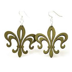 green fleur de lis hollow point earrings