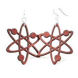 cherry red atom earrings