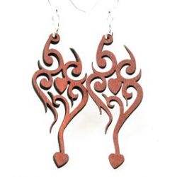 tangerine heart tattoo wood earrings