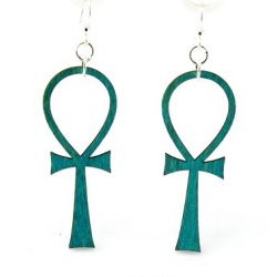 ankh wood earrings