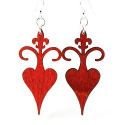 Red rooted fleur de lis wood earrings