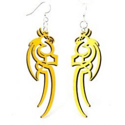 Yellow tattoo parrot wood earrings