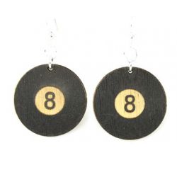 8 ball wood earrings