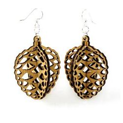 pine cone wood earrings