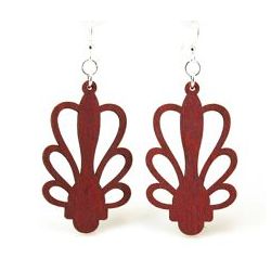 Cherry red planter design wood earrings