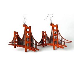 golden gate bridge wood earrings