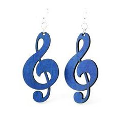 royal blue treble clef earrings