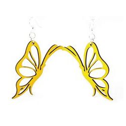 yellow profile butterfly wood earrings