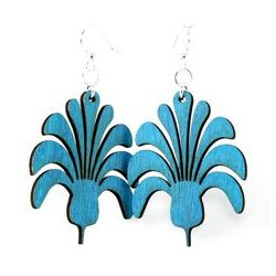 aqua marine flower bouquet wood earrings