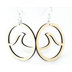 Wave in Circle wood earings