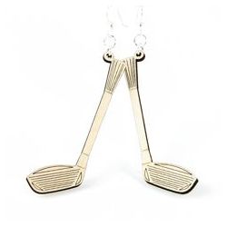 natural wood driver golf club wood earring