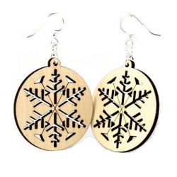 Snowflake wood earrings