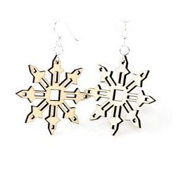 natural wood falling snowflake wood earrings