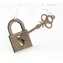 gray lock and key earrings