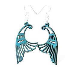 aqua marine mermaid tail wood earrings