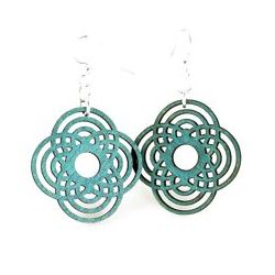 teal small diamond half circle wood earrings