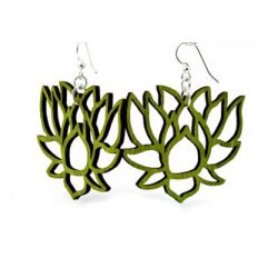 green lotus wood earrings