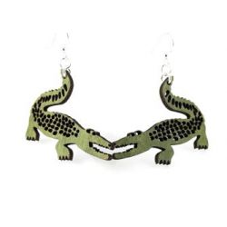 green alligator wood earrings