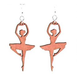 fuchsia ballerina wood earrings