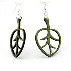 green aspen leaf wood earrings
