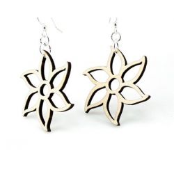 natural wood forest flower wood earrings