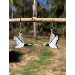mallard duck wood earrings
