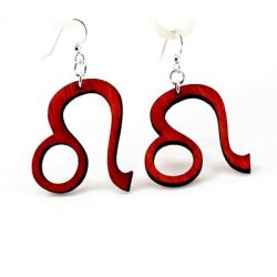 red leo wood earrings